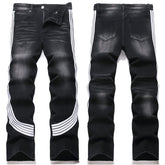 Mens Fashion Jeans White stripes 5725#