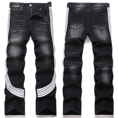 Mens Fashion Jeans White stripes 5725#
