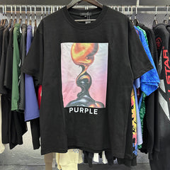 Purple T Shirts Chess Printed Cotton Casual Short Sleeves Men and Women