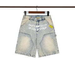 COUGH SYRUP Denim shorts Washable Rhinestones