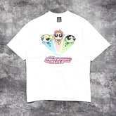 Unisex Vintage T Shirts THE POWERPUFF GIRLS Limited Edition Washed & Distressed Short-Sleeve T-Shirt. Custom heavyweight brushed fabric with a vintage feel; high-quality direct-to-garment (DTG) white ink printing; premium texture throughout.