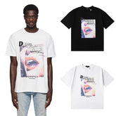 Purple T Shirts Sexy red lips beautiful women Printed cotton casual short sleeves men and women