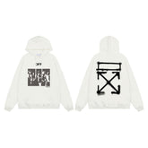 OW Blur Portrait Arrow Pattern Pullover Hooded Sweater