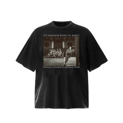 Unisex Vintage T Shirts Inhale courage, exhale fear ¡ª featuring Shaolin Kung Fu elements and a heavy-duty washed, distressed finish.