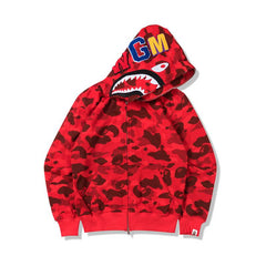Bathing Ape Bape Hoodie Autumn and Winter Shark Mouth Men and Women Casual Camouflage Thin Sweater Baggy Coat