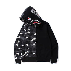 Bathing Ape Bape Hoodie Camouflage Stitching Sweatshirt Luminous Hooded Zipper Fleece Jacket