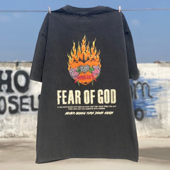 Unisex Vintage T Shirts Metallica Flower Skull ¡ª a limited-edition, one-of-a-kind (1-of-1) piece featuring a Fear of God-style graphic, printed on a heavyweight, vintage-washed base garment.