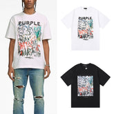 Purple T Shirts Painted Printed Cotton Short Sleeves Men and Women