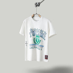 Travis Scott T Shirts x Mitchell x Ness Tulane Green Wave Hand-Drawn Short Sleeve
