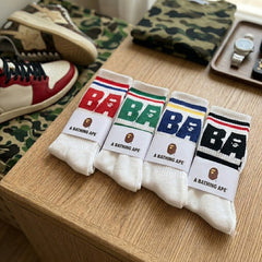 Bathing Ape Bape Socks ape head socks men and women medium tube towel bottom outdoor actual combat elite training sports basketball socks