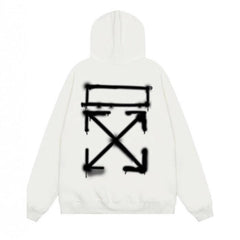 OW Blur Portrait Arrow Pattern Pullover Hooded Sweater
