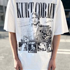 Unisex Vintage T Shirts White Ink Direct-to-Garment Printing ¨C High-Street Retro Style