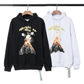 Off White hoodie New volcanic eruption personalized print casual loose hoodie
