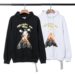 Off White hoodie New volcanic eruption personalized print casual loose hoodie