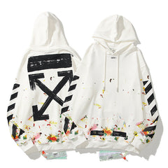 Off White hoodi plant pattern splash ink print