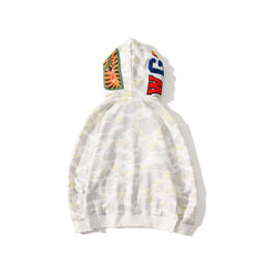 Bathing Ape Bape Hoodie Shark Head Embroidery Luminous Spot Camouflage Double Hood Brushed Hoody Men and Women
