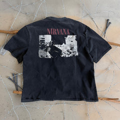 Unisex Vintage T Shirts An ultra-rare piece worn by Kurt Cobain during the 1990 tour: the SONIC YOUTH x NIRVANA collaboration. Crafted from heavyweight 260g pure cotton fabric, it features vintage single-stitch construction and a heavy enzyme-washed