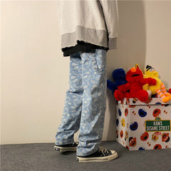 Men Jeans Straight Spring and Autumn Workwear Jeans Trousers