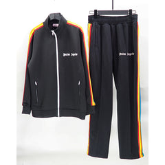 Palm Angels sweatshirt & sweatpants Two-piece set Rainbow stripes Striped zip-up cardigan