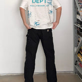 Unisex Vintage T Shirts GALLERY DEPT. 26SS California Exclusive Street Graffiti-Style T-Shirt: Featuring hand-painted splatter details, multi-location hand-distressing, heavyweight enzyme-washed fabric, and an all-over hand-applied dirty wash spr