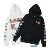 Off White hoodie Slogan Cartoon Arrow Pattern Pullover Hood
