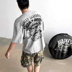 Unisex Vintage T Shirts Saint X BerBerJin X Harley three-way collaboration; heavyweight 280g fabric (post-wash); vintage single-stitch and blind-stitch construction; garment-dyed with enzyme wash and distressed finish.