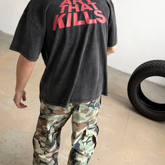Unisex Vintage T Shirts GALLERY DEPT. x Metallica Ride the Lightning Limited Collaboration ¨C Heavyweight, Distressed & Washed Boxy Punk-Style Streetwear T-Shirt