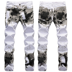 Mens Fashion Jeans White camouflage 5602#