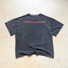Unisex Vintage T Shirts CHOOOSELF 26SS I Am A Dangerous Temptation Limited Edition ¨C Heavyweight, Washed, Distressed Streetwear T-Shirt (Boxy/Cropped Punk Style)