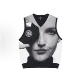Stussy Sweater High-quality knitwear for autumn winter Face-pattern sweater vest