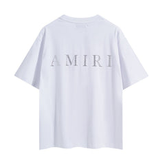 Amiri T Shirts Washed Series Hot-fix rhinestone font