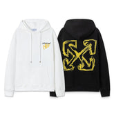 OW Whirlwind Letter Arrow Pattern Pullover Hooded Sweater
