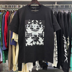 Purple T Shirts Milk Spot Printing Cotton Loose Casual Short Sleeve Men and Women