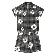 Denim Tears Shirt & Shorts 2 Piece Set Kapok Plaid Short Sleeve