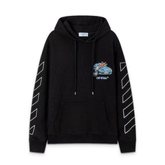 OW Angel Car Pattern Pullover Hooded Sweater