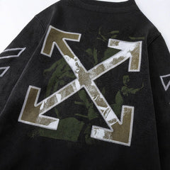 OW oil painting portrait pattern pullover hooded sweater