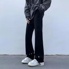 Men Jeans White Jeans Men Spring Retro Straight-Leg Pants Loose Casual Trousers