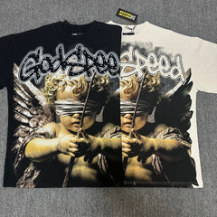 Godspeed T Shirts 100% pure cotton 260g fabric Streetwear fashion Rhinestone