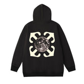 OW Saturn Arrow Pattern Pullover Hooded Sweater