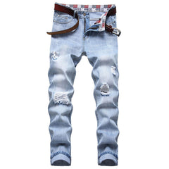 Mens Fashion Jeans Ripped D667#