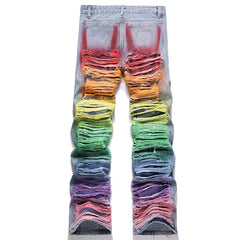 Mens Fashion Jeans Colorful Destructive Ribbons 5715#
