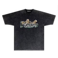Amiri Washed Distressed T Shirt Printed Trendy Pure Cotton