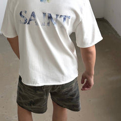 Unisex Vintage T Shirts SAINT MICHAEL ¡Á Takashi Murakami Collaboration: Statue of Liberty Oil Painting Graphic (Limited Edition). Features heavyweight 320g fabric (retaining its weight after washing) and authentic vintage construction with single-s
