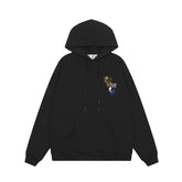 OW Maple Leaf Letter Arrow Pattern Pullover Hooded Sweater