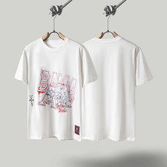 Travis Scott T Shirts x Mitchell x Ness SS24 UNIVERSITY OF ALABAMA LOGO printed lettering short sleeves