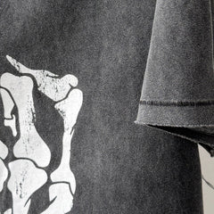 Unisex Vintage T Shirts Saint 26ss Vintage Line (WCC) ¨C Punk Chopper Fuck ¨C Limited Edition ¨C Boxy, Wide-Cut, Distressed-Style Streetwear T-Shirt with Wide Neckline (Rebellious Biker/Skull Aesthetic)