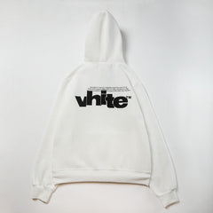 OW large letter print pattern fleece hooded sweater