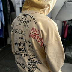 Unisex Vintage Hoodie PalyHollywood SS25 ¡°EPDS¡± Exclusive: Washed & Distressed Hoodie. Features multi-zone handcrafted distressing and a heavyweight Asut enzyme-milled wash finish.