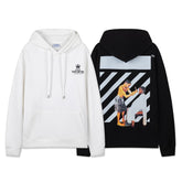 OW Black Barber Pattern Pullover Hooded Sweatshirt