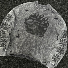 Unisex Vintage sweatshirt West Coast CSFGANG Limited Edition Crewneck Sweatshirt ¨C Heavyweight fabric with a washed, distressed finish and multiple hand-cut, distressed details.